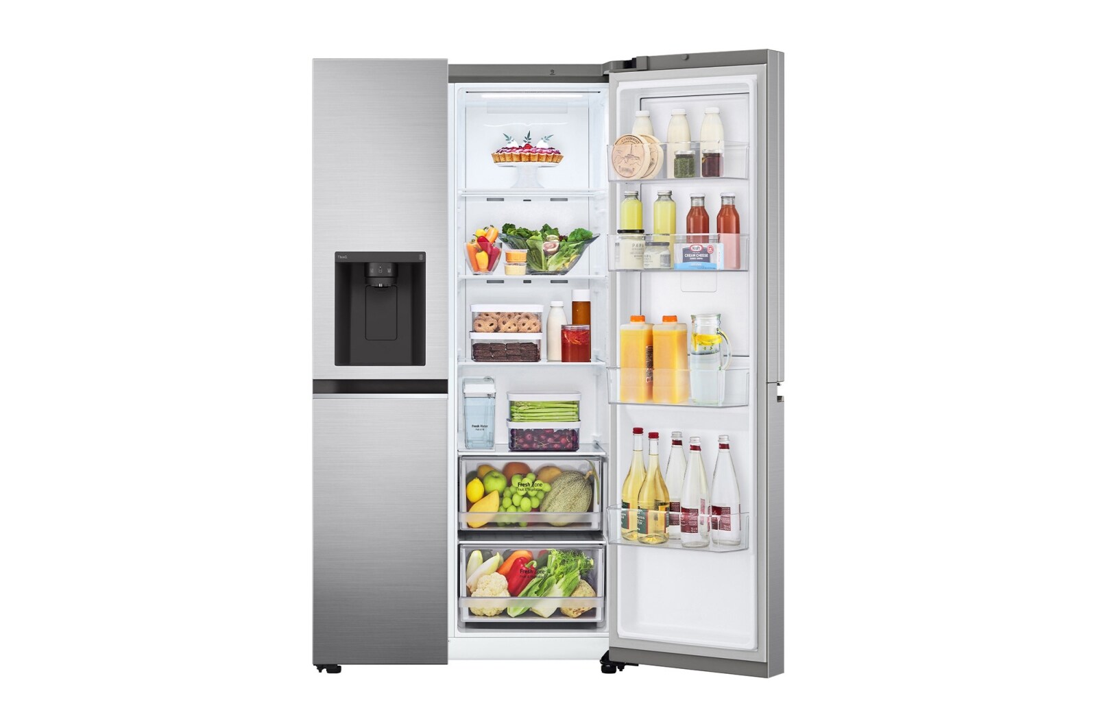LG Frigorifero Side-by-Side Door-in-Door | Classe F, 635L | Wi-Fi, Dispenser senza allaccio, No frost | Inox, GSJV71PZTF