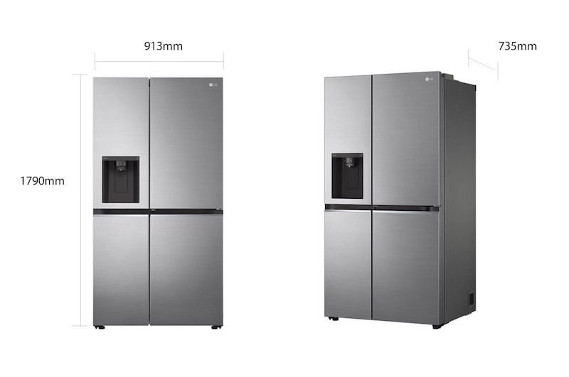 LG Frigorifero Side-by-Side Door-in-Door | Classe F, 635L | Wi-Fi, Dispenser senza allaccio, No frost | Inox, GSJV71PZTF