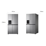 LG Frigorifero Side-by-Side Door-in-Door | Classe F, 635L | Wi-Fi, Dispenser senza allaccio, No frost | Inox, GSJV71PZTF