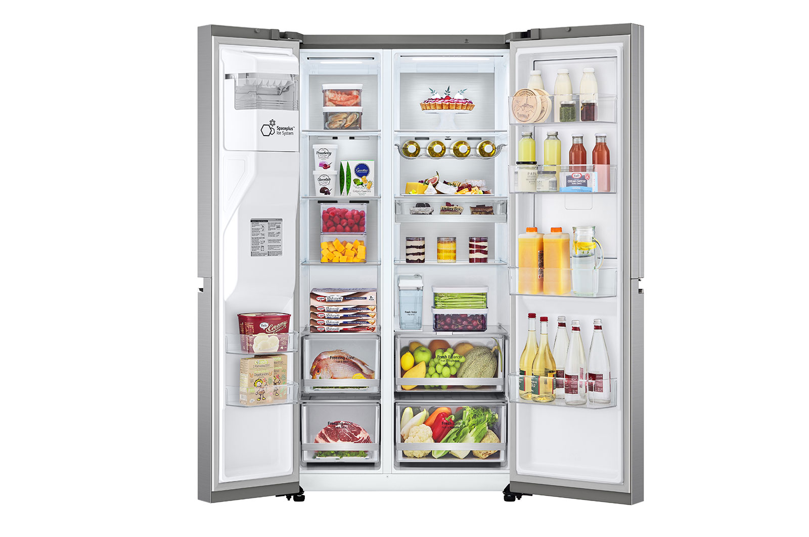 LG Frigorifero Side-by-Side Door-in-Door | Classe E, 635L | Wi-Fi, Dispenser senza allaccio, UVnano, No frost | Inox, GSJV91PZAE