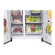 LG Frigorifero Side-by-Side Door-in-Door | Classe E, 635L | Wi-Fi, Dispenser senza allaccio, UVnano, No frost | Inox, GSJV91PZAE