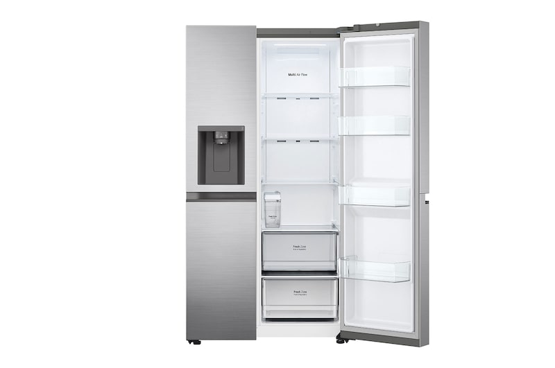LG Frigorifero Side-by-Side | Classe F, 635L | No frost con Multi Air Flow, Dispenser senza allaccio | Inox, GSLV51PZXM