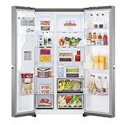 LG Frigorifero Side-by-Side | Classe F, 635L | No frost con Multi Air Flow, Dispenser senza allaccio | Inox, GSLV51PZXM