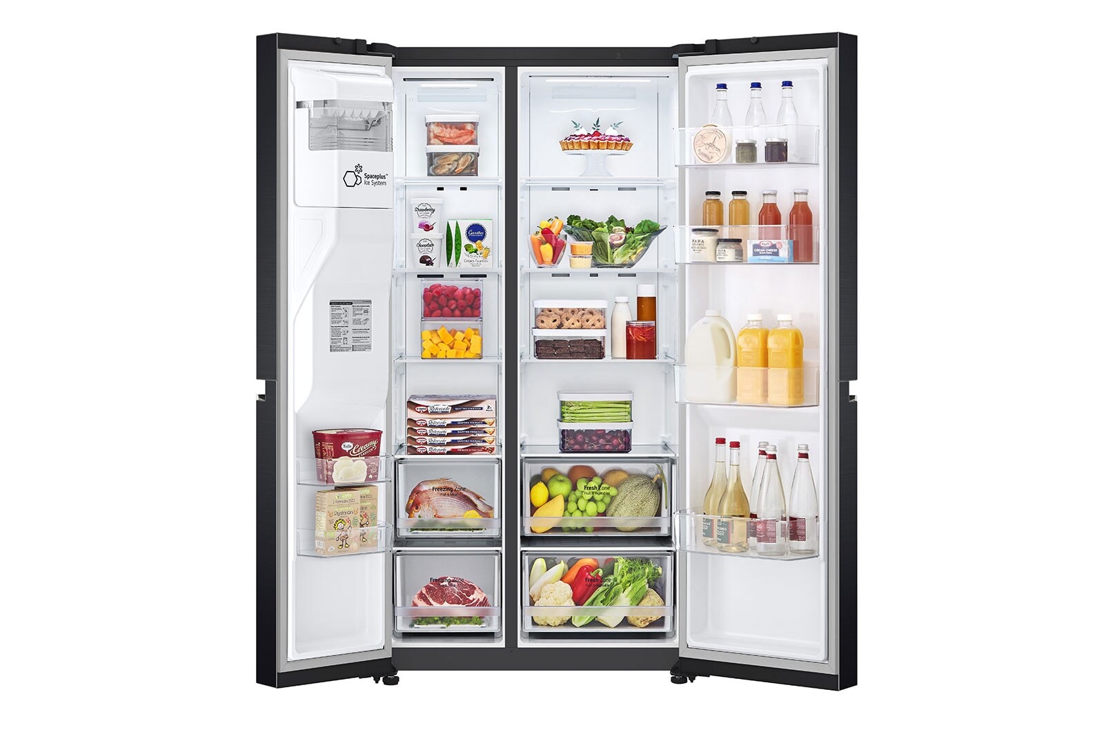 LG Frigorifero Side-by-Side | Classe F, 635L | Wi-Fi, Dispenser con allaccio, Door & Linear Cooling, No frost | Nero, GSLV70MCTM