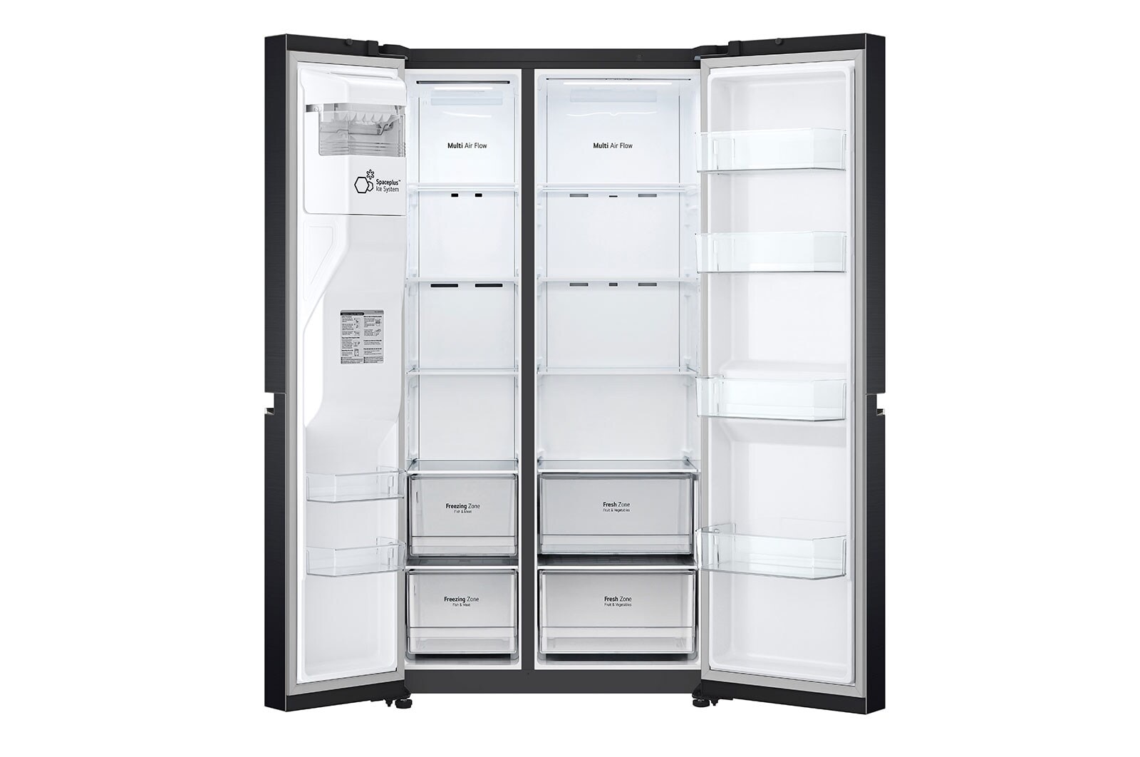 LG Frigorifero Side-by-Side | Classe F, 635L | Wi-Fi, Dispenser con allaccio, Door & Linear Cooling, No frost | Nero, GSLV70MCTM