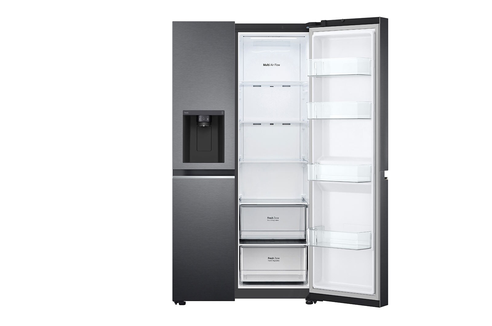 LG Frigorifero Side-by-Side | Classe F, 635L | Wi-Fi, Dispenser con allaccio, Door & Linear Cooling, No frost | Nero, GSLV70MCTM