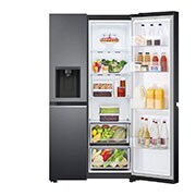 LG Frigorifero Side-by-Side | Classe F, 635L | Wi-Fi, Dispenser con allaccio, Door & Linear Cooling, No frost | Nero, GSLV70MCTM