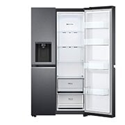 LG Frigorifero Side-by-Side | Classe F, 635L | Wi-Fi, Dispenser con allaccio, Door & Linear Cooling, No frost | Nero, GSLV70MCTM