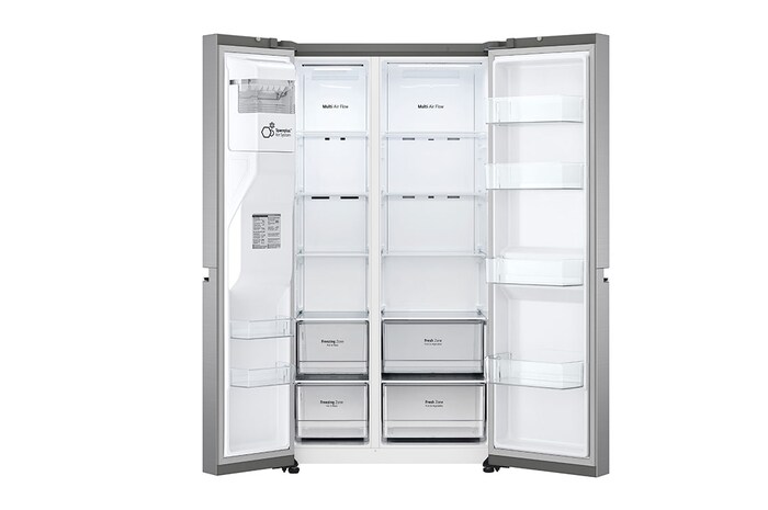 LG Frigorifero Side-by-Side | Classe D, 635L | Wi-Fi, Dispenser acqua e ghiaccio con allaccio, Smart Diagnosis, No frost | Inox, GSLV70PZTD