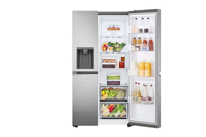 LG Frigorifero Side-by-Side | Classe D, 635L | Wi-Fi, Dispenser acqua e ghiaccio con allaccio, Smart Diagnosis, No frost | Inox, GSLV70PZTD