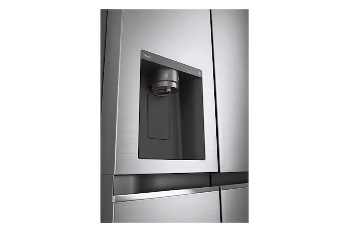 LG Frigorifero Side-by-Side | Classe D, 635L | Wi-Fi, Dispenser acqua e ghiaccio con allaccio, Smart Diagnosis, No frost | Inox, GSLV70PZTD