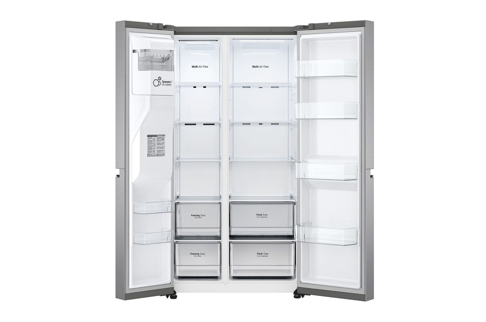 LG Frigorifero Side-by-Side | Classe F, 635L | Wi-Fi, Dispenser con allaccio, Door & Linear Cooling, No frost | Inox, GSLV70PZTM