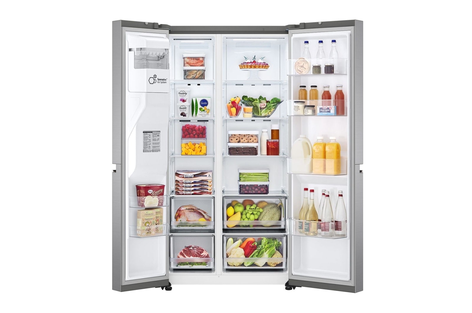 LG Frigorifero Side-by-Side | Classe F, 635L | Wi-Fi, Dispenser con allaccio, Door & Linear Cooling, No frost | Inox, GSLV70PZTM