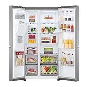 LG Frigorifero Side-by-Side | Classe F, 635L | Wi-Fi, Dispenser con allaccio, Door & Linear Cooling, No frost | Inox, GSLV70PZTM