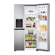 LG Frigorifero Side-by-Side | Classe F, 635L | Wi-Fi, Dispenser con allaccio, Door & Linear Cooling, No frost | Inox, GSLV70PZTM