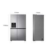LG Frigorifero Side-by-Side | Classe F, 635L | Wi-Fi, Dispenser senza allaccio, Door & Linear Cooling, No frost | Inox, GSLV71PZTM