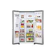 LG Frigorifero Side-by-Side | Classe F, 635L | Wi-Fi, Dispenser senza allaccio, Door & Linear Cooling, No frost | Inox, GSLV71PZTM