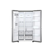 LG Frigorifero Side-by-Side | Classe F, 635L | Wi-Fi, Dispenser senza allaccio, Door & Linear Cooling, No frost | Inox, GSLV71PZTM