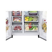 LG Frigorifero Side-by-Side | Classe F, 635L | Wi-Fi, Dispenser senza allaccio, Door & Linear Cooling, No frost | Inox, GSLV71PZTM