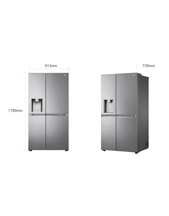 LG Frigorifero Side-by-Side | Classe D, 635L | Wi-Fi, Dispenser con allaccio, UVnano, No frost | Inox, GSLV90PZAD