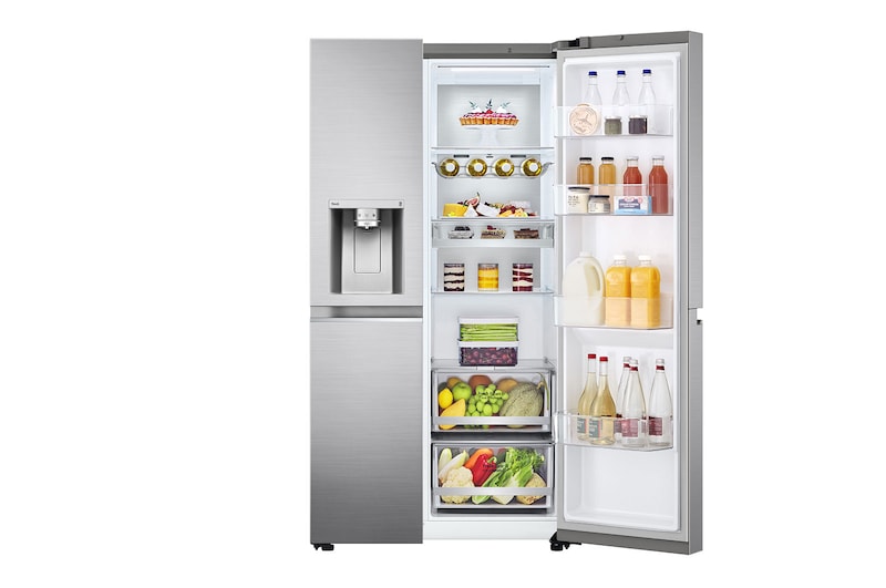 LG Frigorifero Side-by-Side | Classe D, 635L | Wi-Fi, Dispenser con allaccio, UVnano, No frost | Inox, GSLV90PZAD