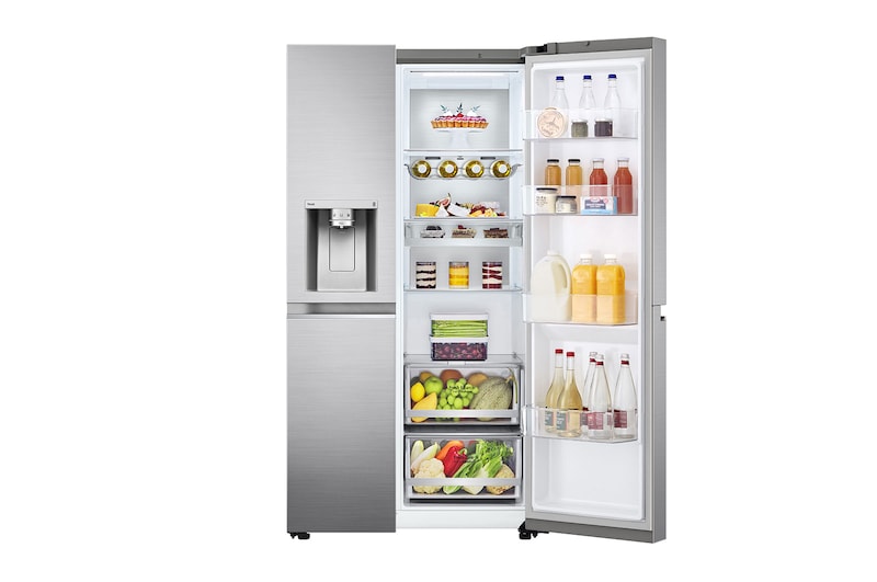 LG Frigorifero Side-by-Side | Classe E, 635L | Wi-Fi, Dispenser con allaccio, UVnano, No frost | Inox, GSLV90PZAE