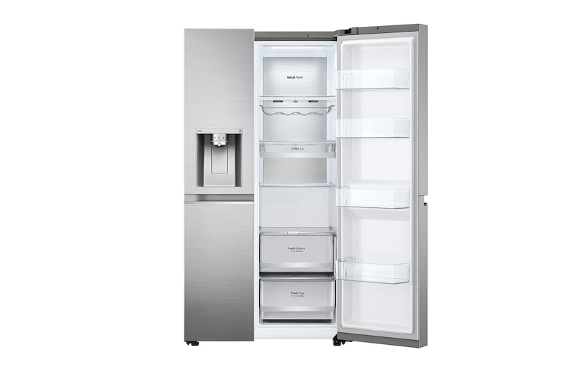LG Frigorifero Side-by-Side | Classe E, 635L | Wi-Fi, Dispenser con allaccio, UVnano, No frost | Inox, GSLV90PZAE