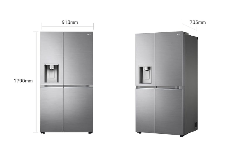 LG Frigorifero Side-by-Side | Classe E, 635L | Wi-Fi, Dispenser con allaccio, UVnano, No frost | Inox, GSLV90PZAE