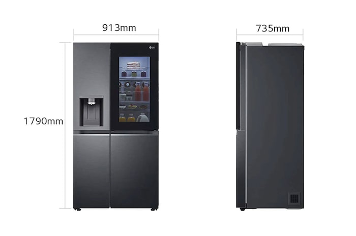 LG Frigorifero Side-by-Side InstaView Door-in-Door | Classe E, 635L | Wi-Fi, Dispenser senza allaccio, UVnano, No frost | Nero, GSXV91MCAE