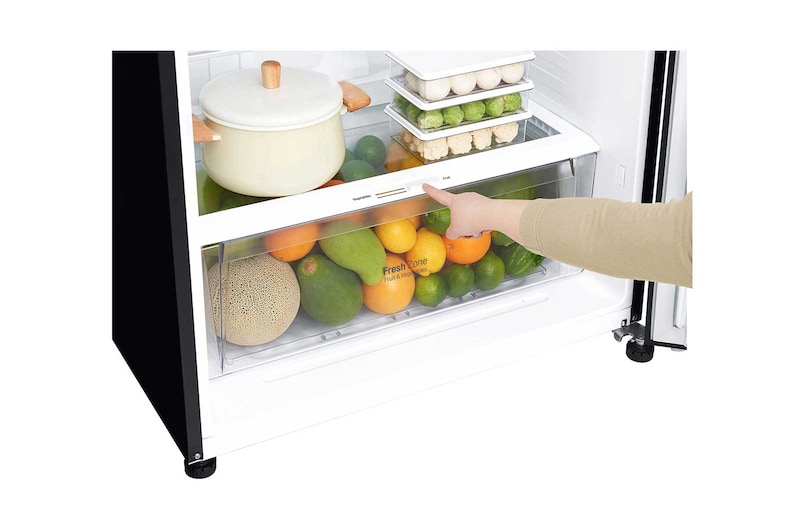 LG Frigorifero doppia porta | Classe E, 506L | Door&Linear Cooling, Gestione umidità, Maniglie integrate, No frost | Nero lucido, GTB744BMBZD