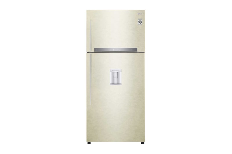 LG Frigorifero doppia porta | Classe F, 509L | Wi-Fi, Dispenser acqua senza allaccio, Maniglie esterne, No frost | Sabbia, GTF744SEHV