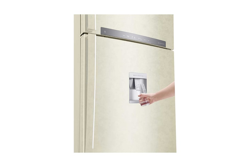 LG Frigorifero doppia porta | Classe F, 509L | Wi-Fi, Dispenser acqua senza allaccio, Maniglie esterne, No frost | Sabbia, GTF744SEHV