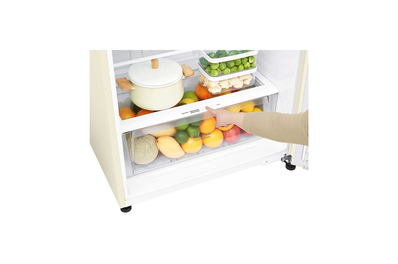 LG Frigorifero doppia porta | Classe F, 509L | Wi-Fi, Dispenser acqua senza allaccio, Maniglie esterne, No frost | Sabbia, GTF744SEHV