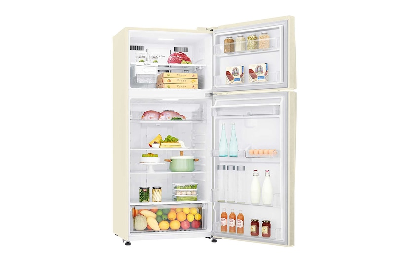 LG Frigorifero doppia porta | Classe F, 509L | Wi-Fi, Dispenser acqua senza allaccio, Maniglie esterne, No frost | Sabbia, GTF744SEHV