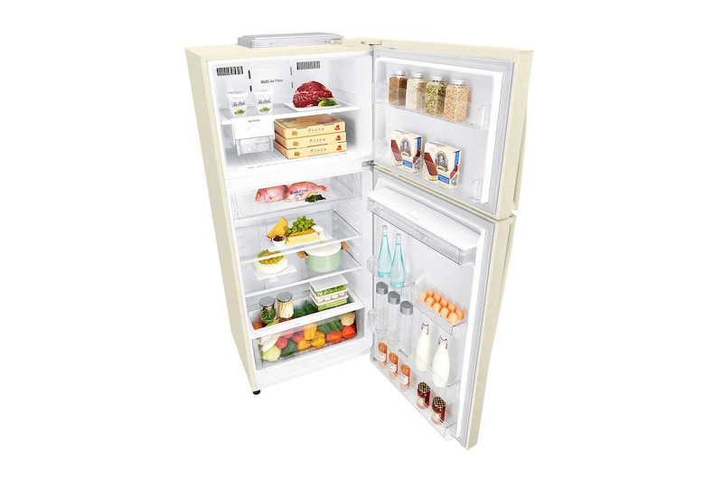 LG Frigorifero doppia porta | Classe F, 509L | Wi-Fi, Dispenser acqua senza allaccio, Maniglie esterne, No frost | Sabbia, GTF744SEHV