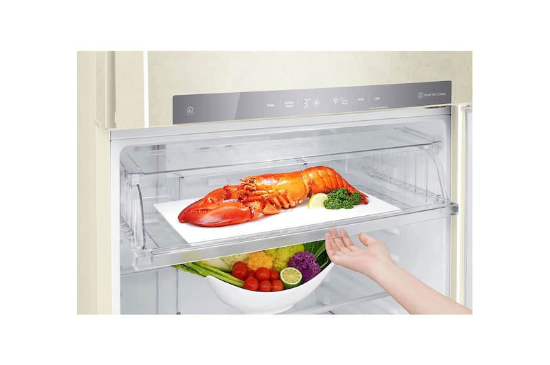 LG Frigorifero doppia porta | Classe E, 509L | Wi-Fi, Dispenser senza allaccio, Door & Linear Cooling, Gestione umidità | Sabbia, GTF744SEPZD