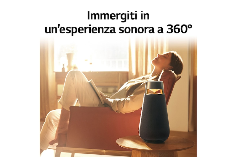 LG XBOOM 360 | Speaker omnidirezionale 50W Serie XO3 | Illuminazione emozionale, IP54, Bluetooth 5.1, Autonomia 24 ore | Beige, XO3QBE