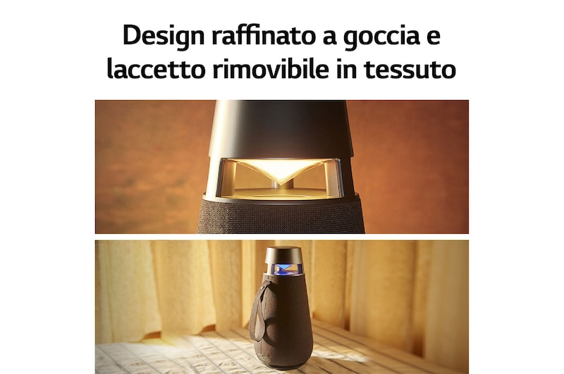LG XBOOM 360 | Speaker omnidirezionale 50W Serie XO3 | Illuminazione emozionale, IP54, Bluetooth 5.1, Autonomia 24 ore | Beige, XO3QBE