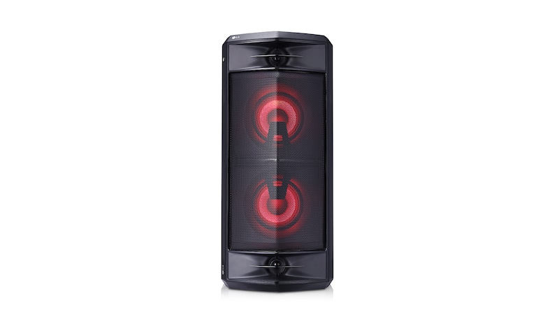 Vista frontale di LG XBOOM Mini Hi-Fi OneBody 220W Bluetooth Wireless Subwoofer integrato FJ5
