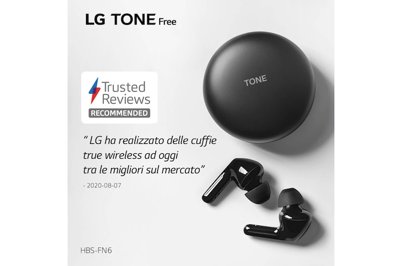 LG Tone Free FN6 Black Cuffie True Wireless Bluetooth Meridian Audio con custodia UVnano, FN6.ABEUBK