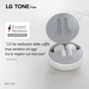 LG Tone Free FN6 White Cuffie True Wireless Bluetooth Meridian Audio con custodia UVnano, FN6.ABEUWH