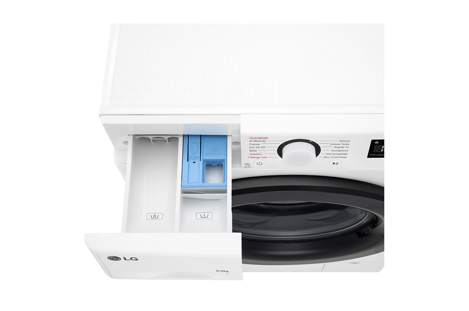 LG Lavasciuga 9/6kg AI DD | Serie R3 Classe D / A-10% | 1400 giri, Lavaggio a vapore, Allergy Care, Eco Hybrid, Smart diagnosis | Bianca, D4R3009NSWB