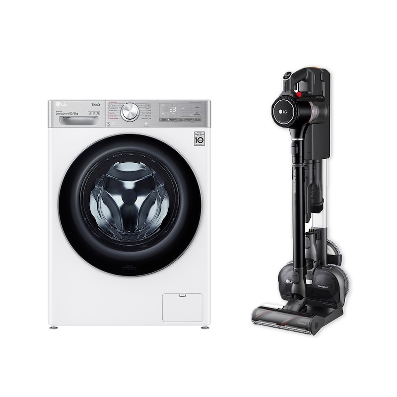 Vista frontale di Offerta Kit Esclusivo: Lavasciuga slim 8,5/5kg Classe E + Aspirapolvere Kompressor™ 200 W F2DV9S8H2E.ULTRA1B