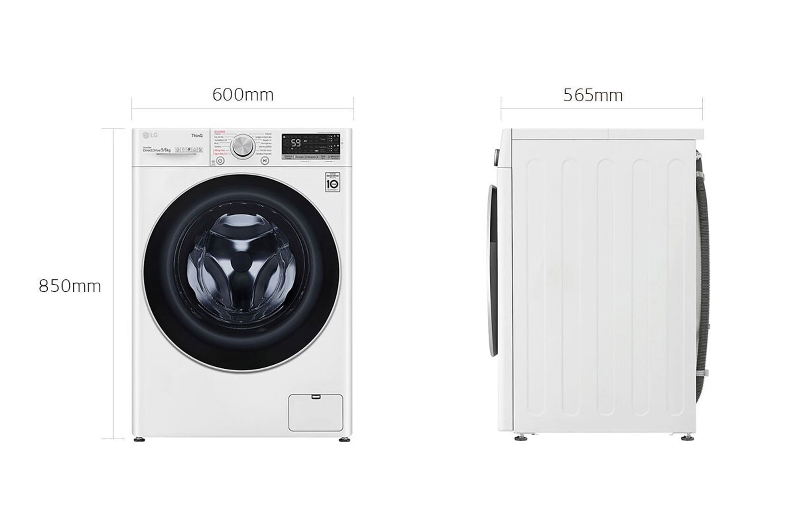 LG Lavasciuga 9/6kg AI DD | Serie V5 Classe E | 1400 giri, TurboWash, Vapore, Autodosaggio, Allergy Care, Wi-Fi | Bianca, F4DV509H1EA