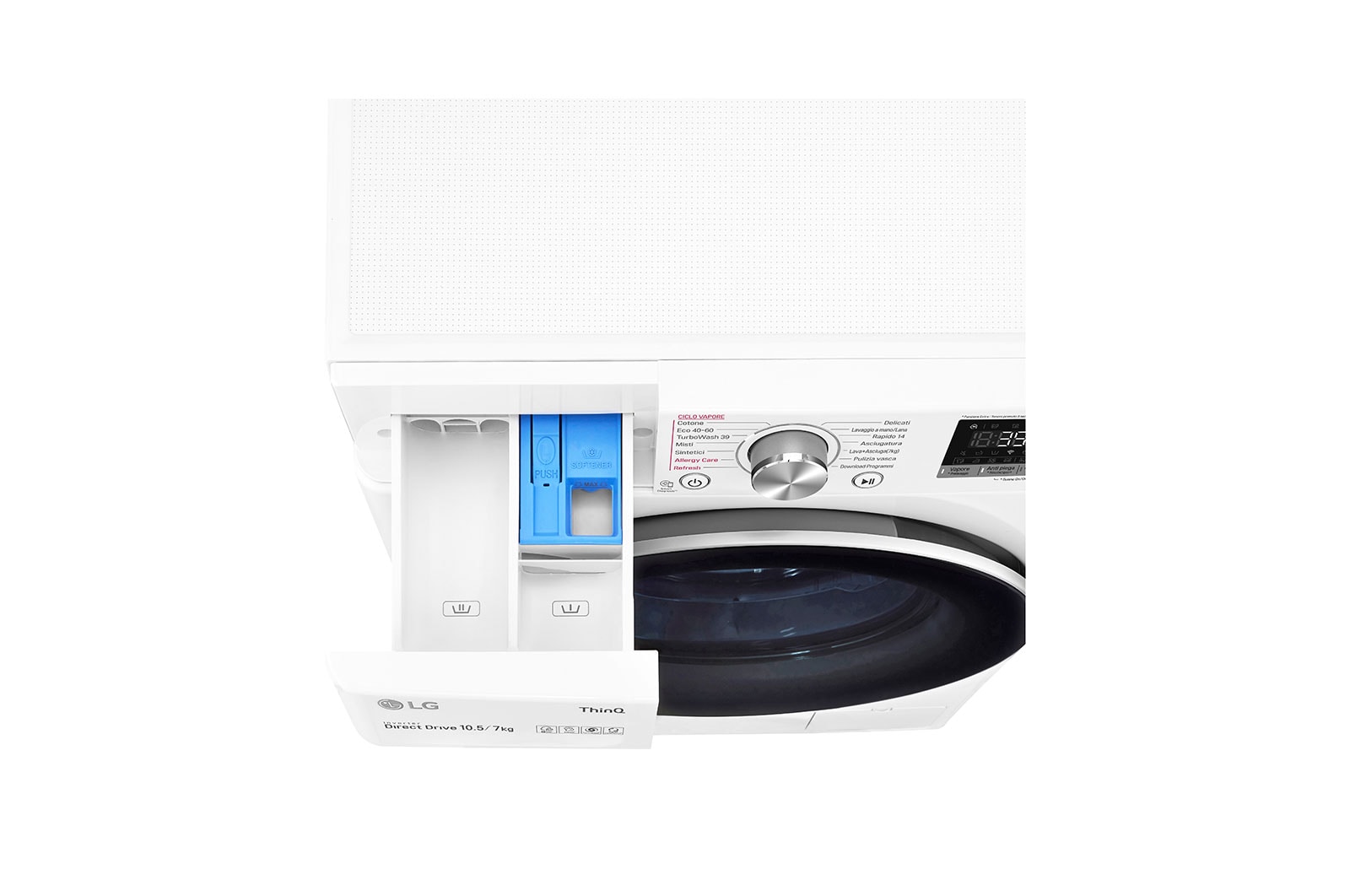 LG Lavasciuga 10,5/7kg AI DD | Serie V7 Classe E | 1400 giri, TurboWash 360, Vapore, Allergy Care, Eco Hybrid, Wi-Fi | Bianca, F4DV710H1E