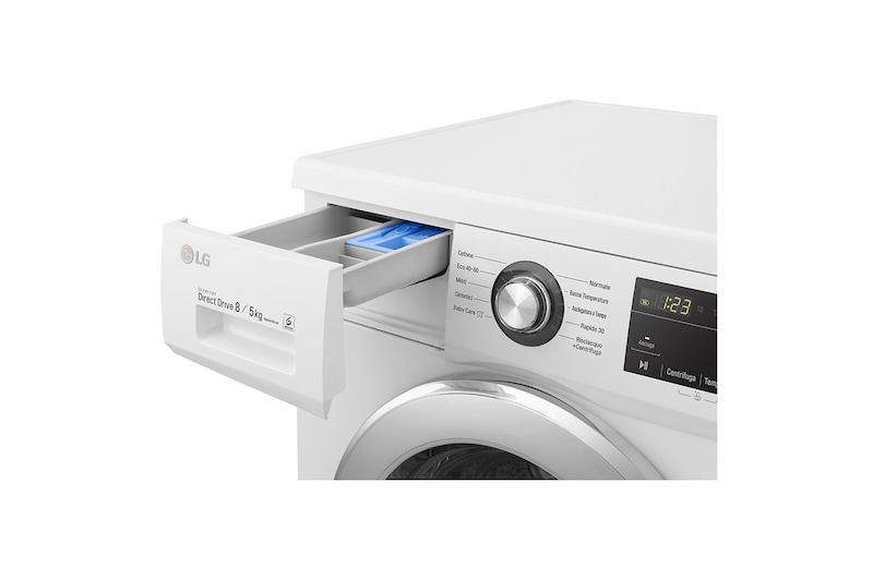 LG Lavasciuga 8/5kg 6 Motion Direct Drive | Serie J3 Classe E | 1400 giri, Smart diagnosis | Bianca, F4J3TM5WE