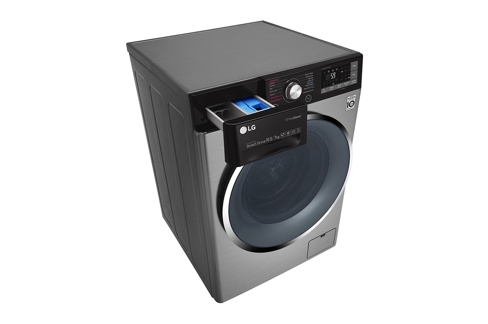 LG Lavasciuga Smart Eco Hybrid 10.5/7 kg Lavaggio a vapore Wi-Fi Oblò Ring Cromato , F4J9JH2T