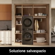LG WashTower Colonna Bucato 12/10kg AI DD | Classe A-10% / A+++ | Pannello unificato, TurboWash360, Pompa di calore | Nera, WT1210BBF