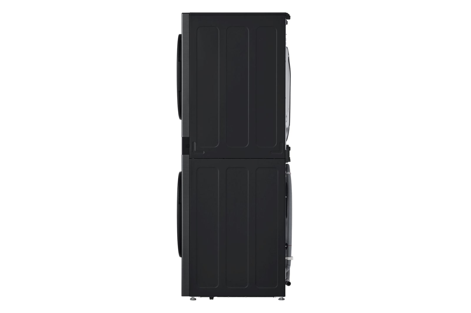 WashTower Colonna Bucato LG WT1210BBF vista laterale in finitura nera, con profilo compatto e design verticale salvaspazio.
