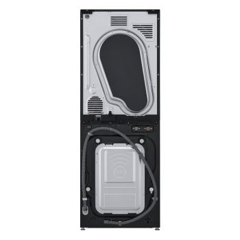 Vista posteriore della WashTower Colonna Bucato LG WT1210BBF con pannelli tecnici, tubi di collegamento e componenti interni visibili.